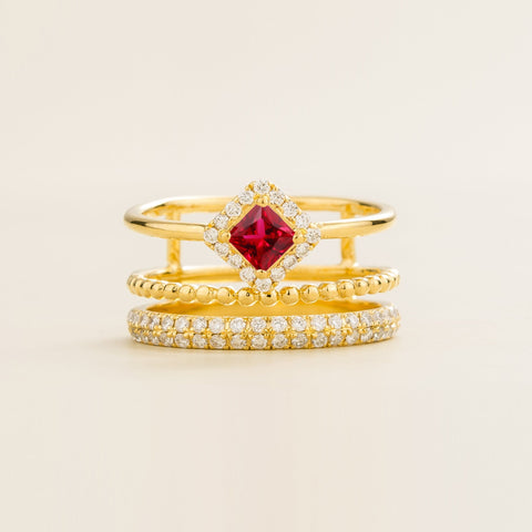 Emerald Earrings Juvetti Jewellery London Amici Ruby and Diamond Stacking Ring in Gold