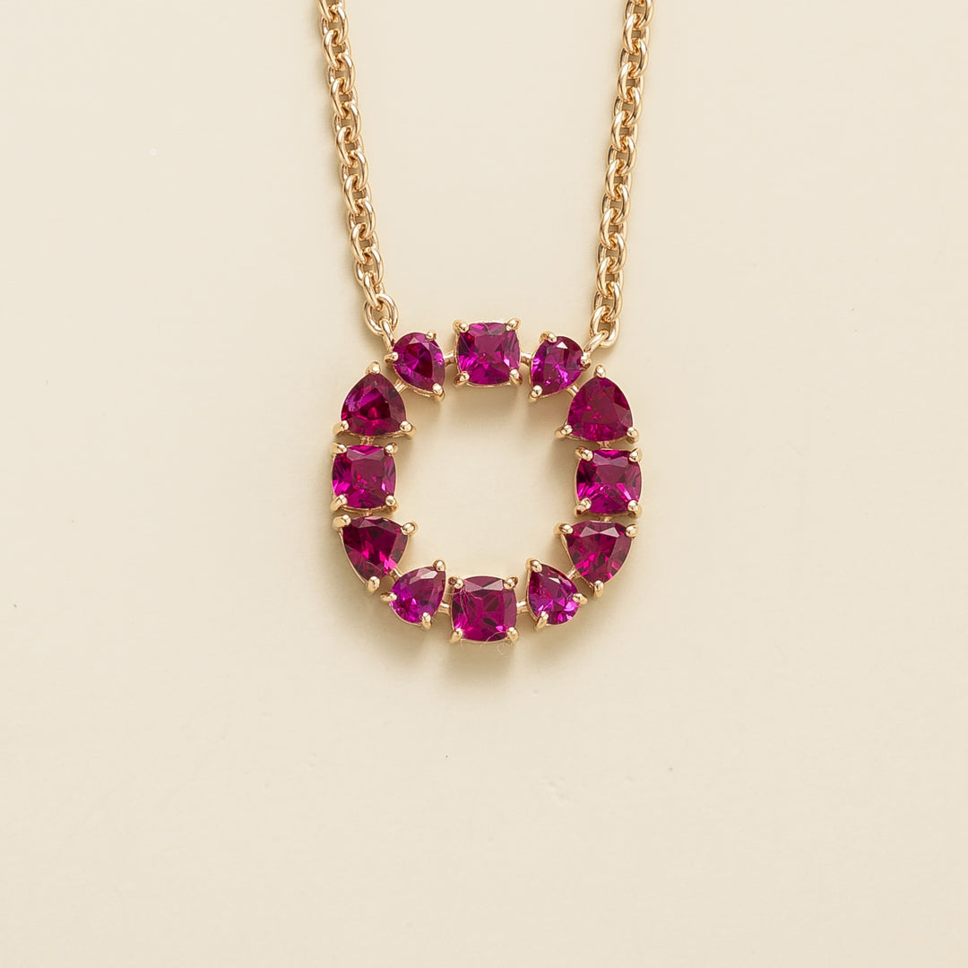 Glorie necklace in Ruby set in Pink gold