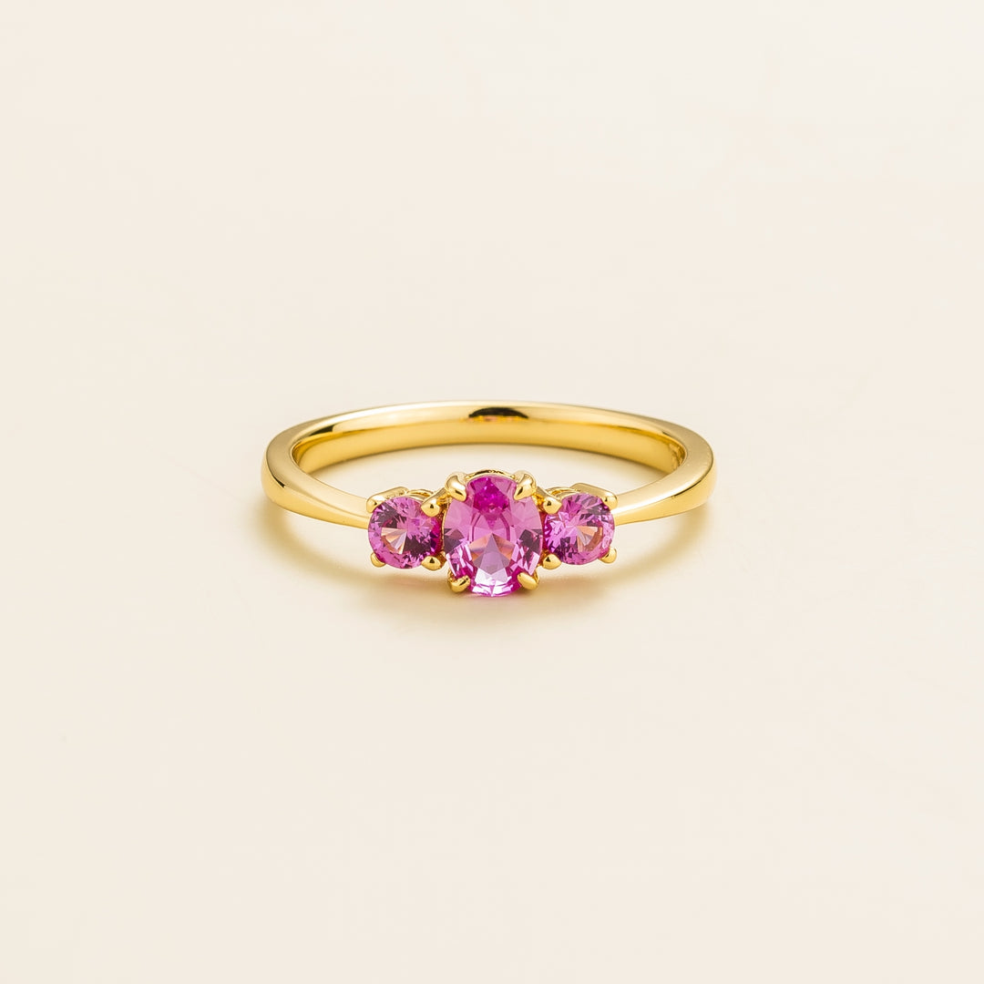 Boble gold ring set with Pink sapphire