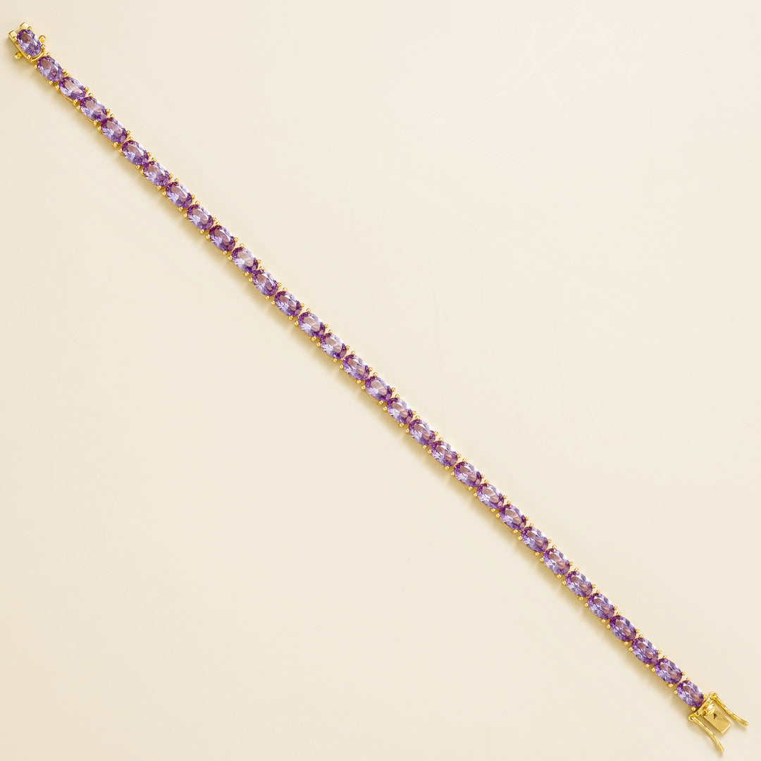 Salto gold tennis bracelet set with Purple sapphire