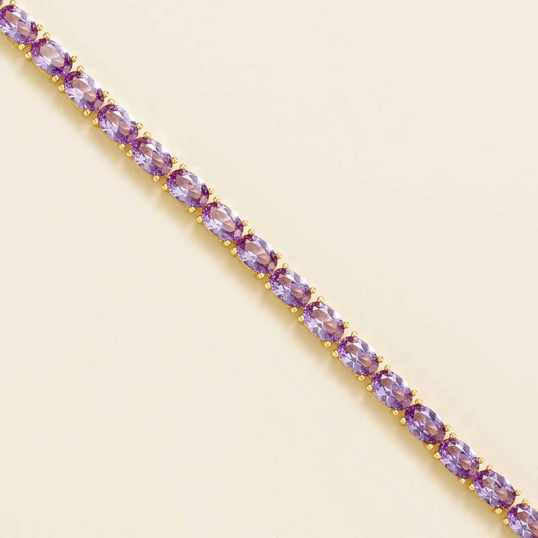 Salto gold tennis bracelet set with Purple sapphire