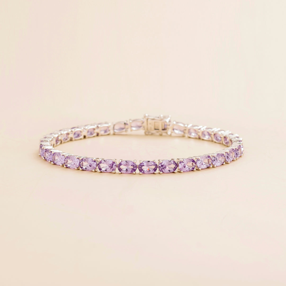Salto white gold tennis bracelet set with Purple sapphire