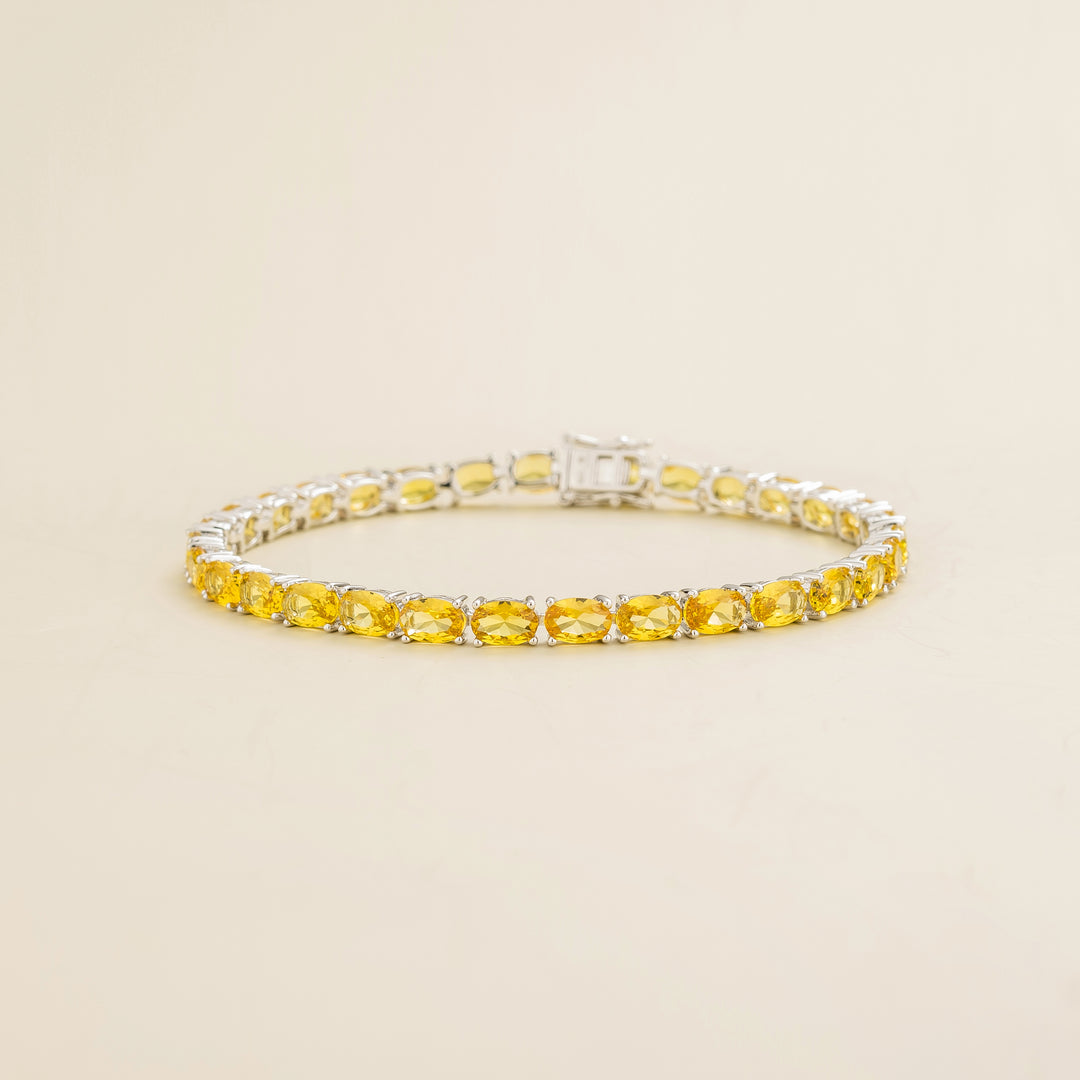 Salto white gold tennis bracelet set with Yellow sapphire