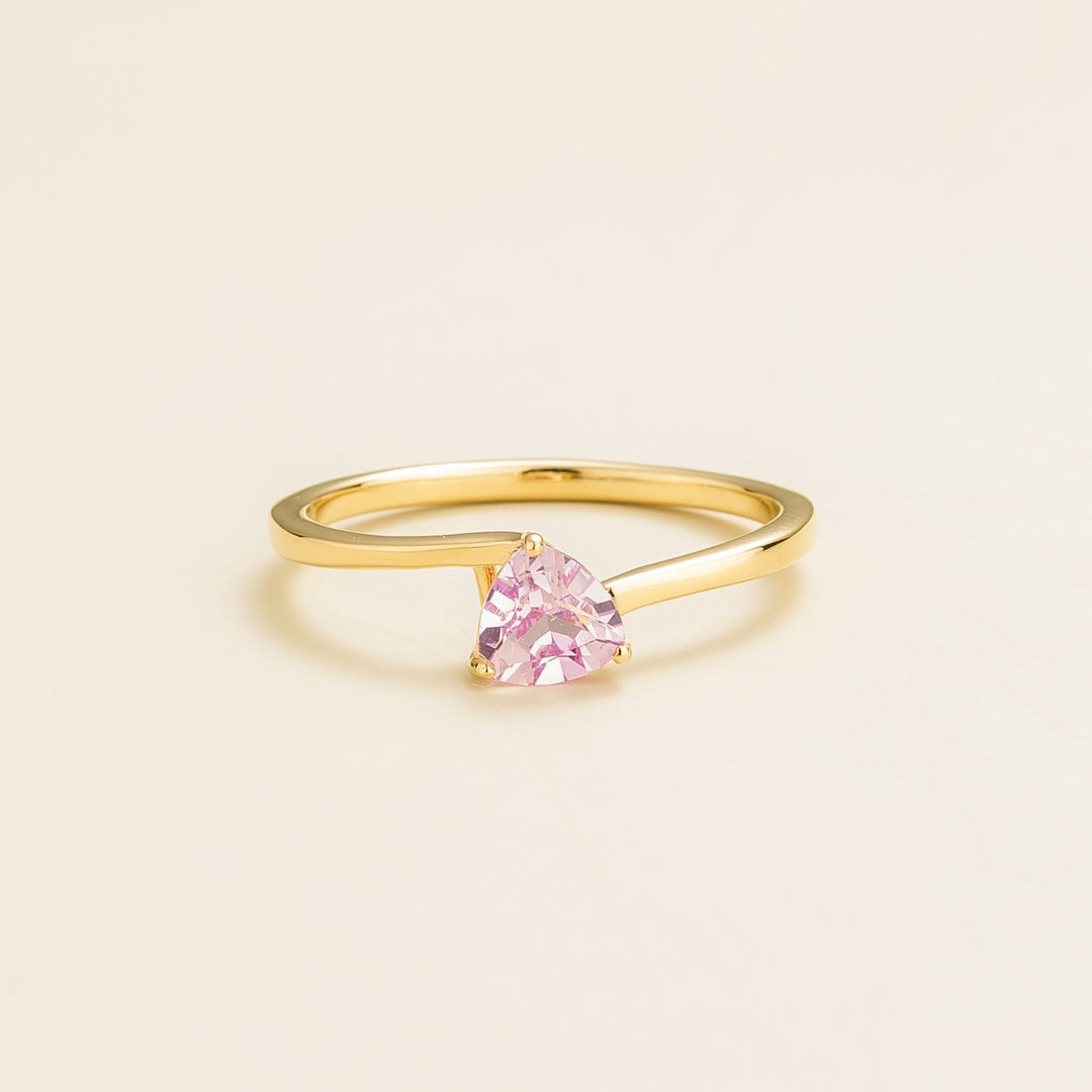 Trillion gold ring set with Pink sapphire