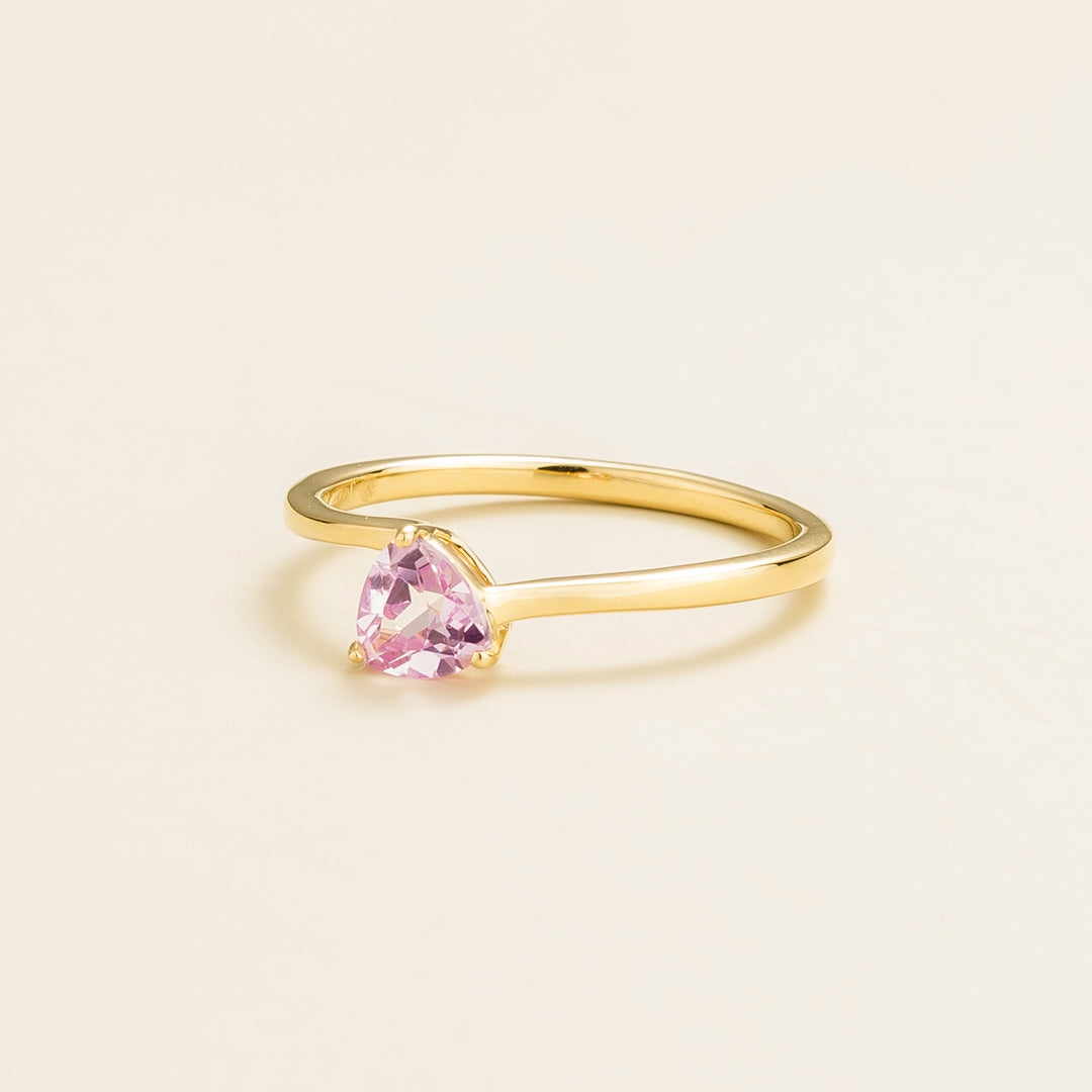 Trillion gold ring set with Pink sapphire