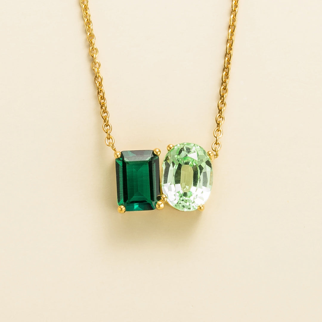 Buchon gold necklace set with Emerald & Green sapphire