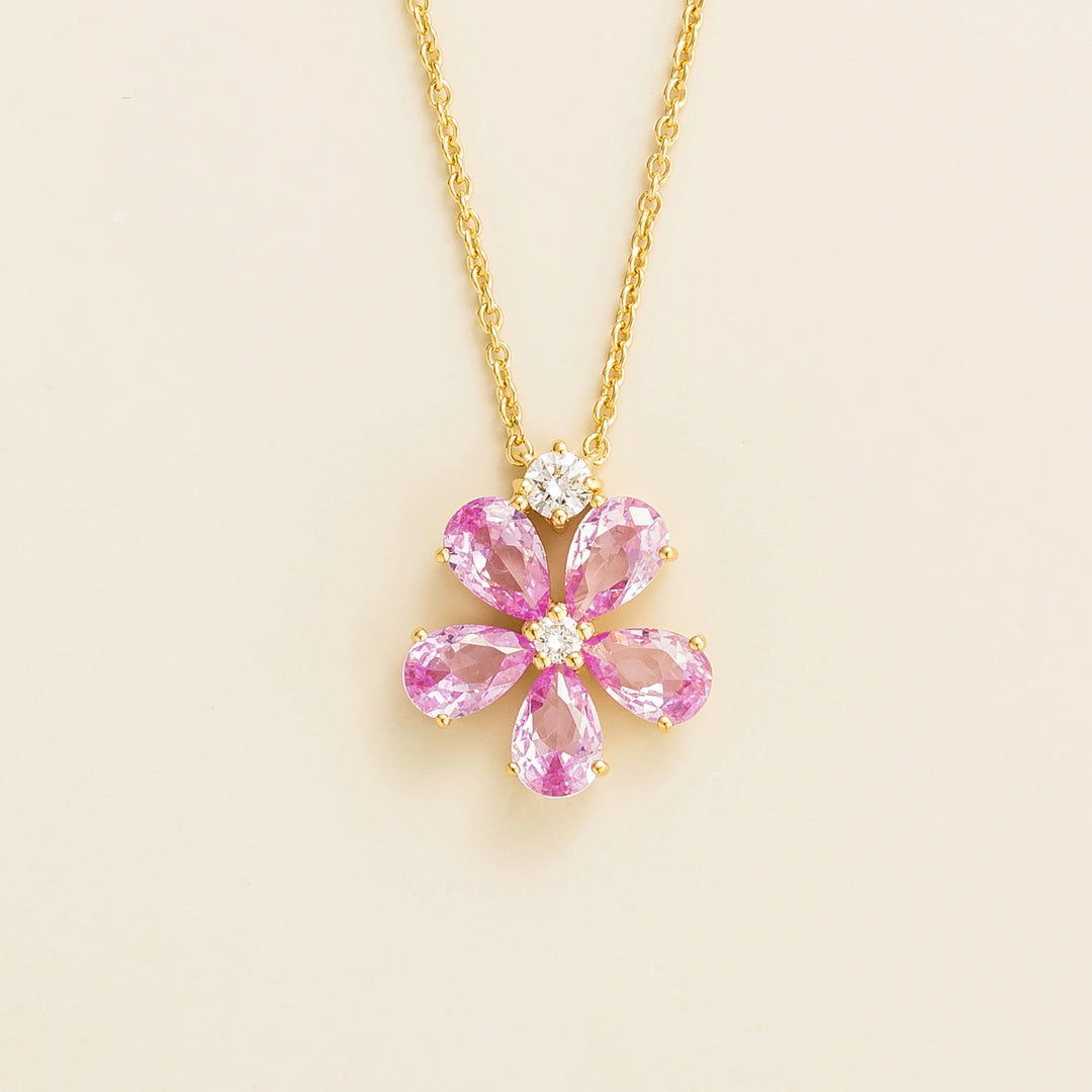 Florea Gold Necklace Pink Sapphire & Diamond