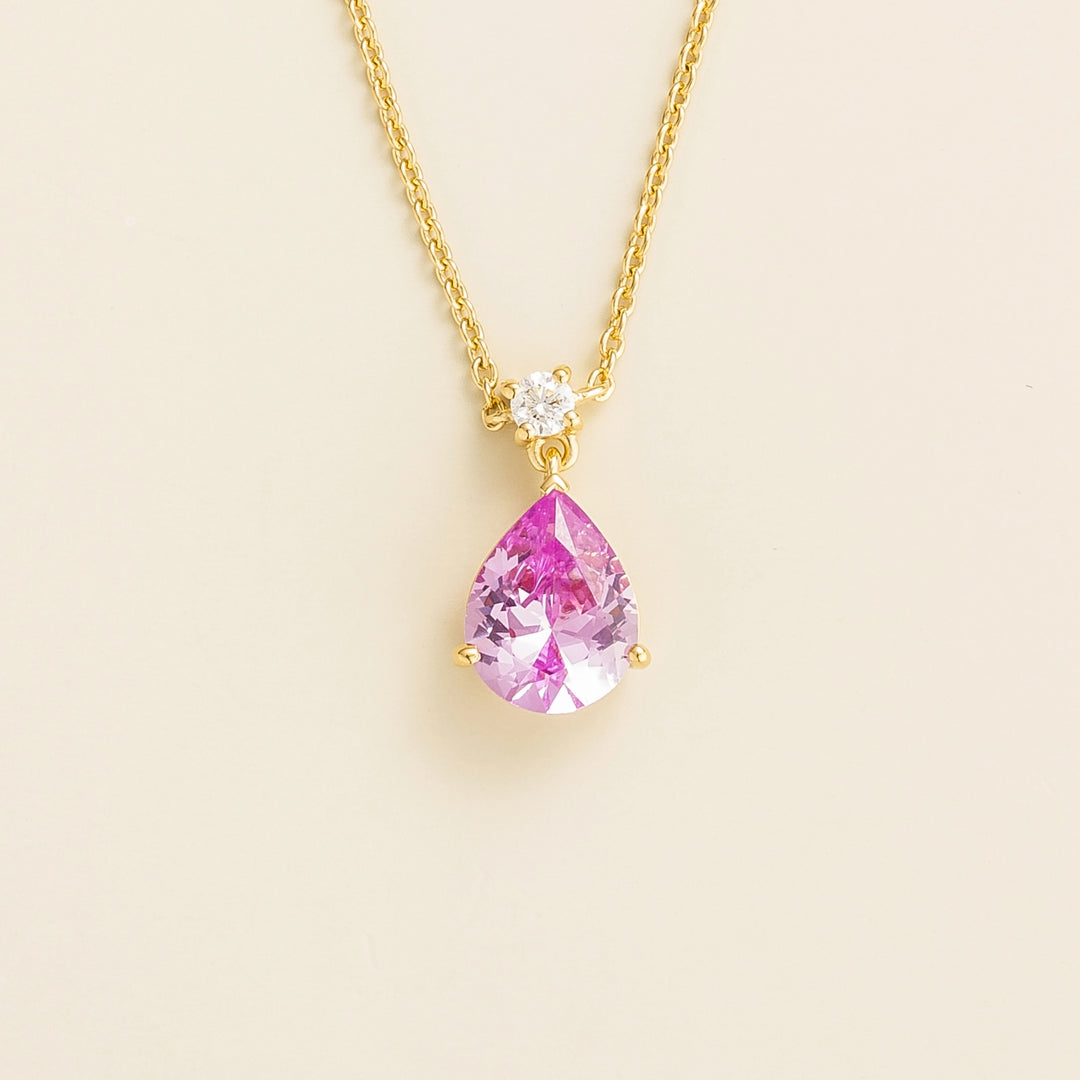 Ori medium pendant necklace in Pink Sapphire & Diamond set in Gold