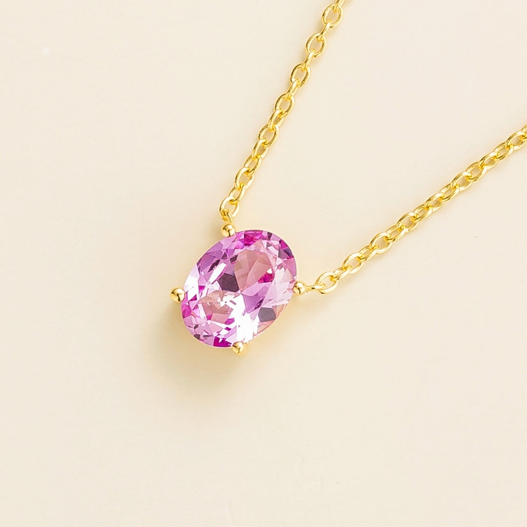 Ova gold necklace set with Pink sapphire