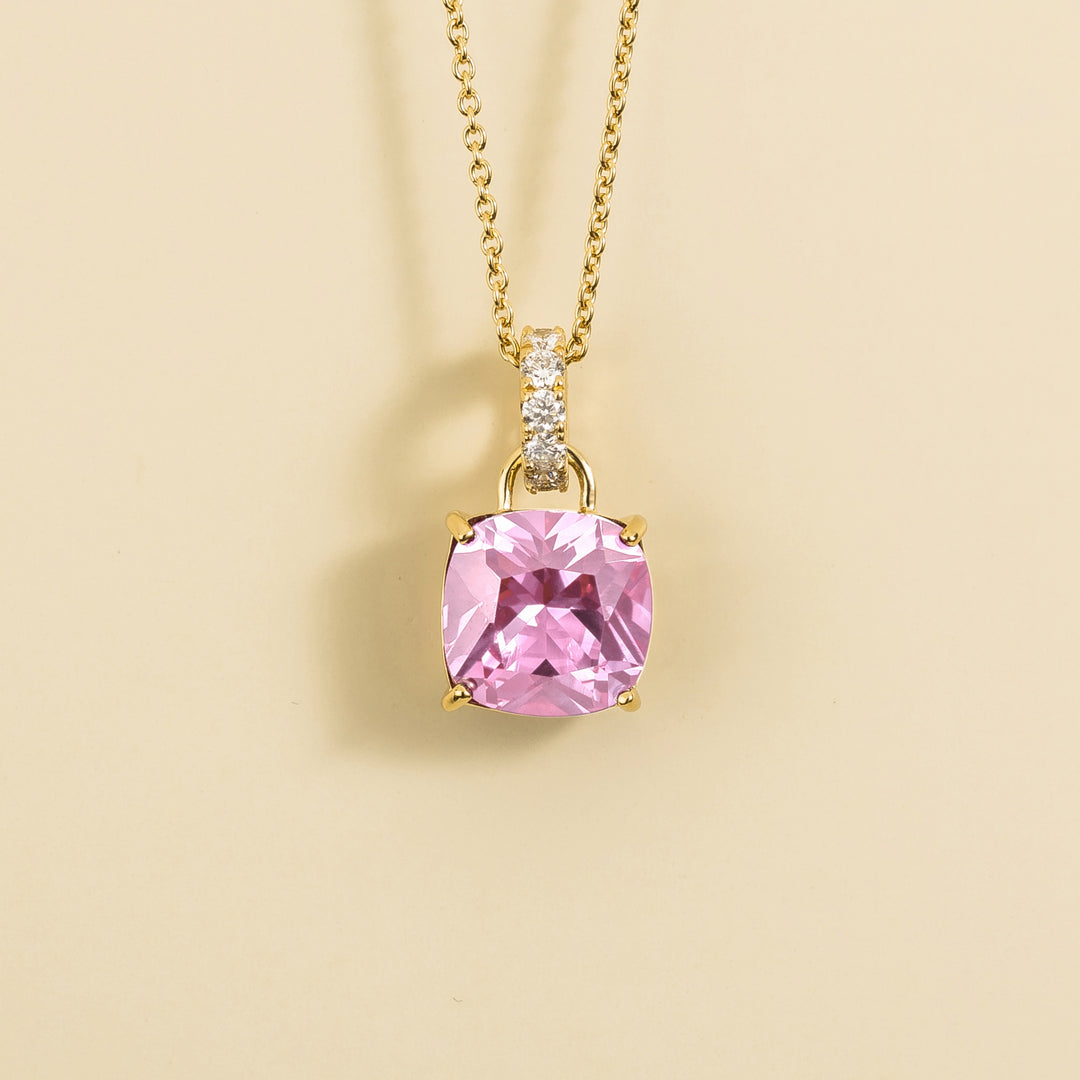 Oreol pendant necklace in pastel Pink sapphire & Diamond set in Gold