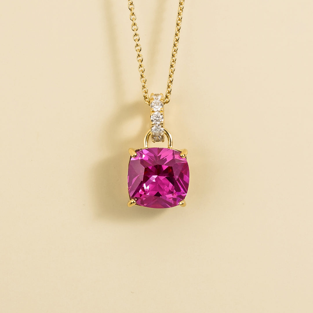 Oreol pendant necklace in Pink sapphire & Diamond set in Gold
