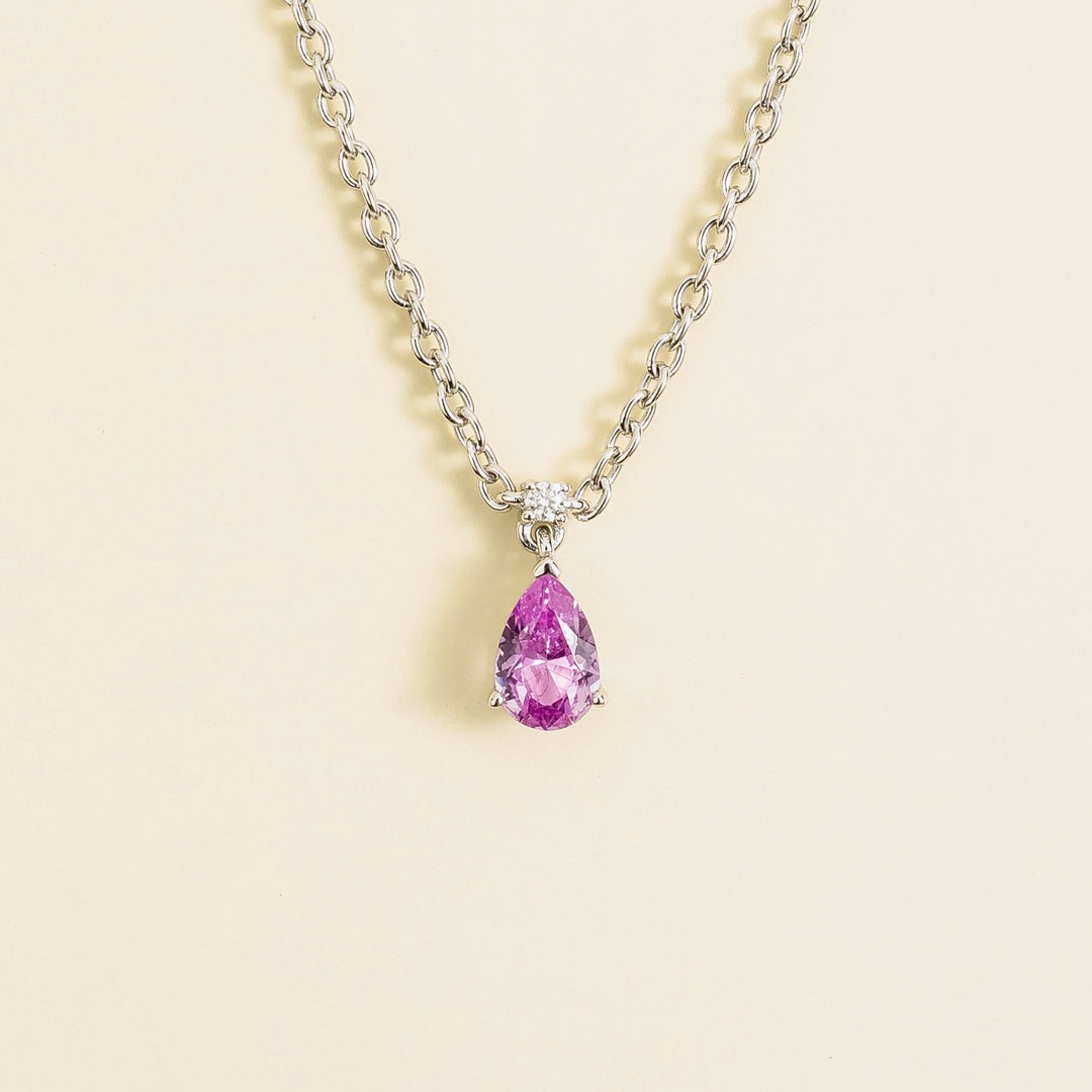 Ori small pendant necklace in Pink sapphire & Diamond set in White Gold
