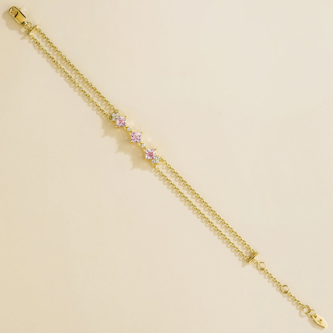 Forma Gold Bracelet Set With Pink Sapphire and Diamond