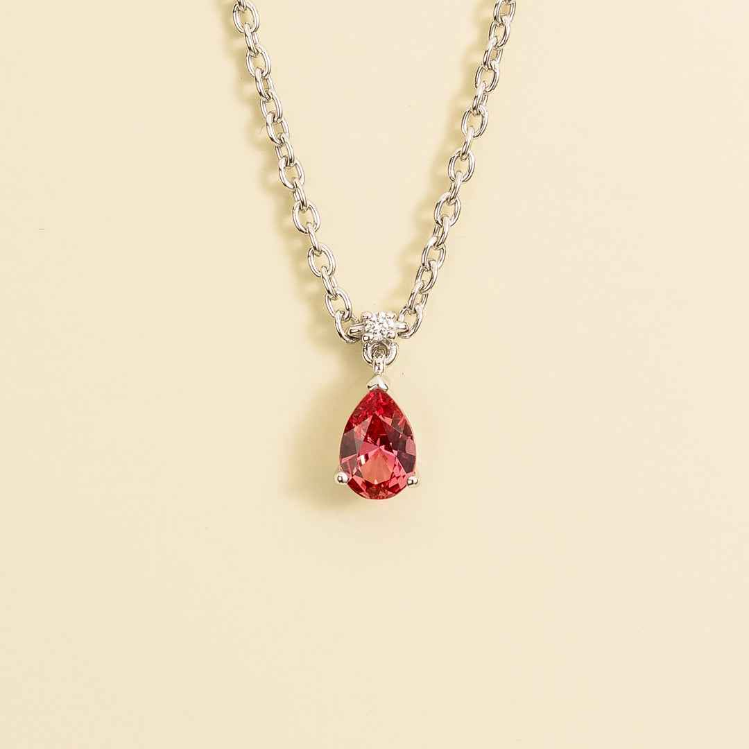 Ori small pendant necklace in Padparadscha sapphire & Diamond set in White Gold