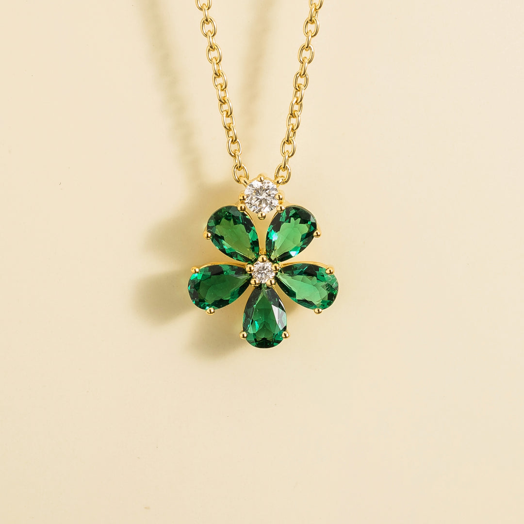 Florea Gold Necklace Emerald & Diamond
