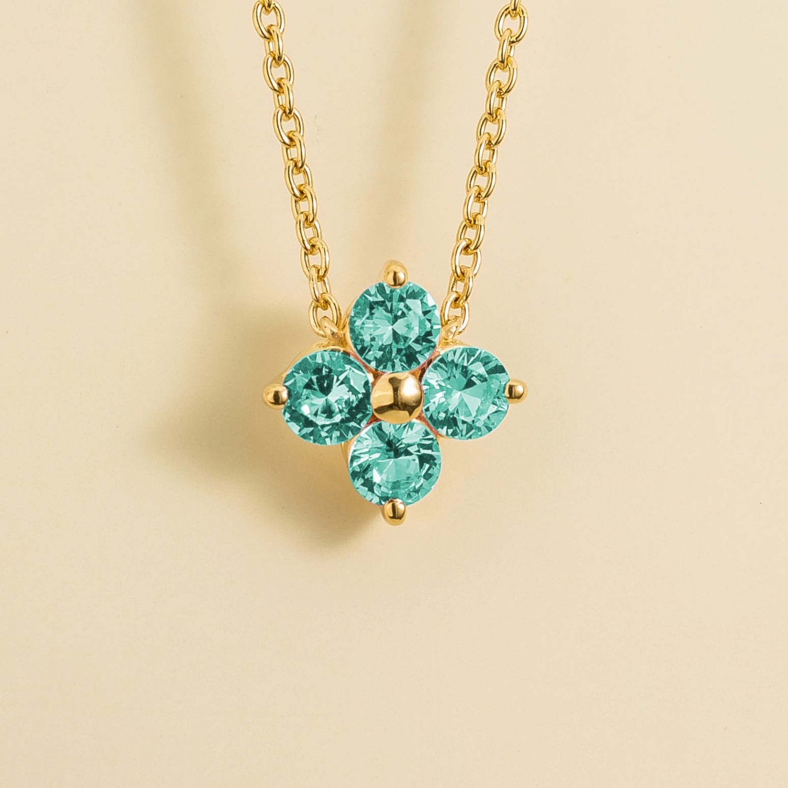 Clover Paraiba Necklace In Gold