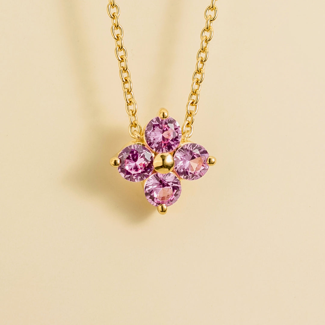 Petale Gold Necklace Pink Sapphire & Diamond