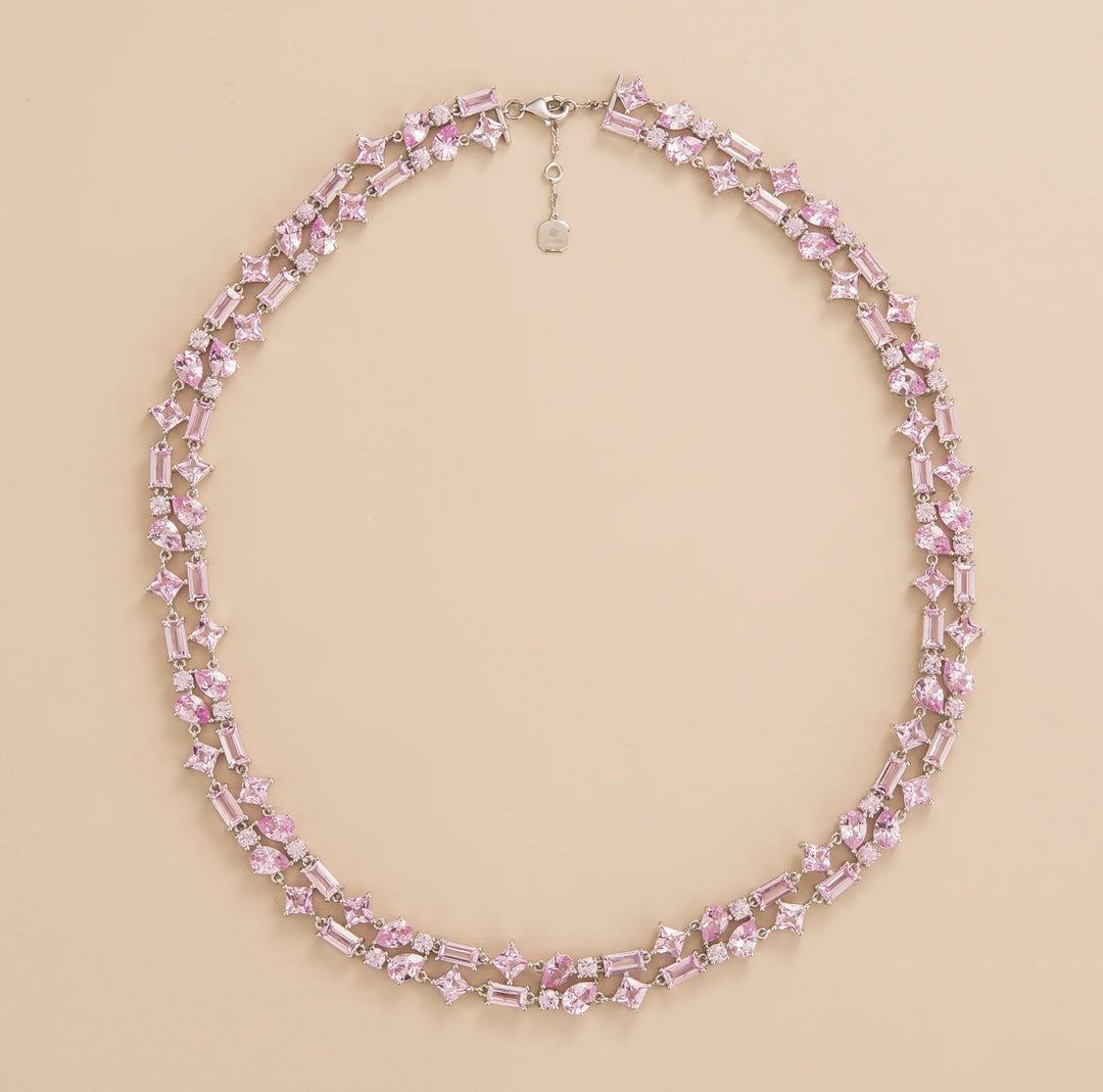 Lago Rosa White Gold Necklace Set With Pink Sapphire