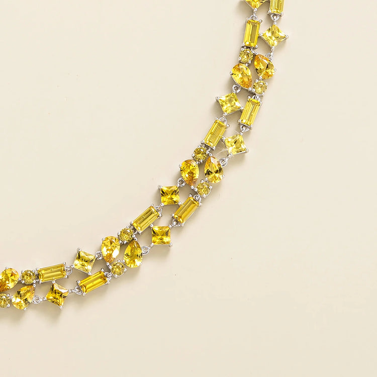 Buy Online Lago Rosa White Gold Necklace Set With Yellow Sapphire Bespoke Jewellery Juvetti UK