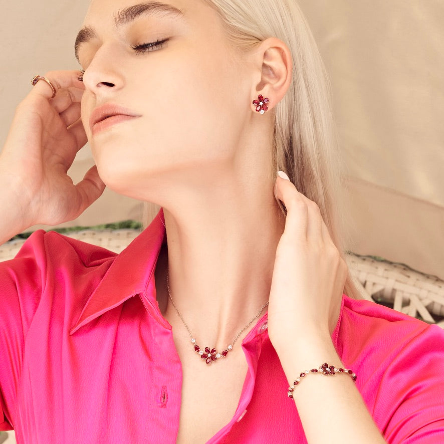 London Jewellery Online Florea Gold Earrings Pink Sapphire and DiamondBest Store in London