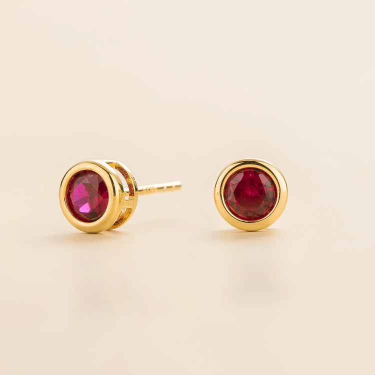 Margo Gold Earrings Set With Ruby Bespoke Jewellery Juvetti UK