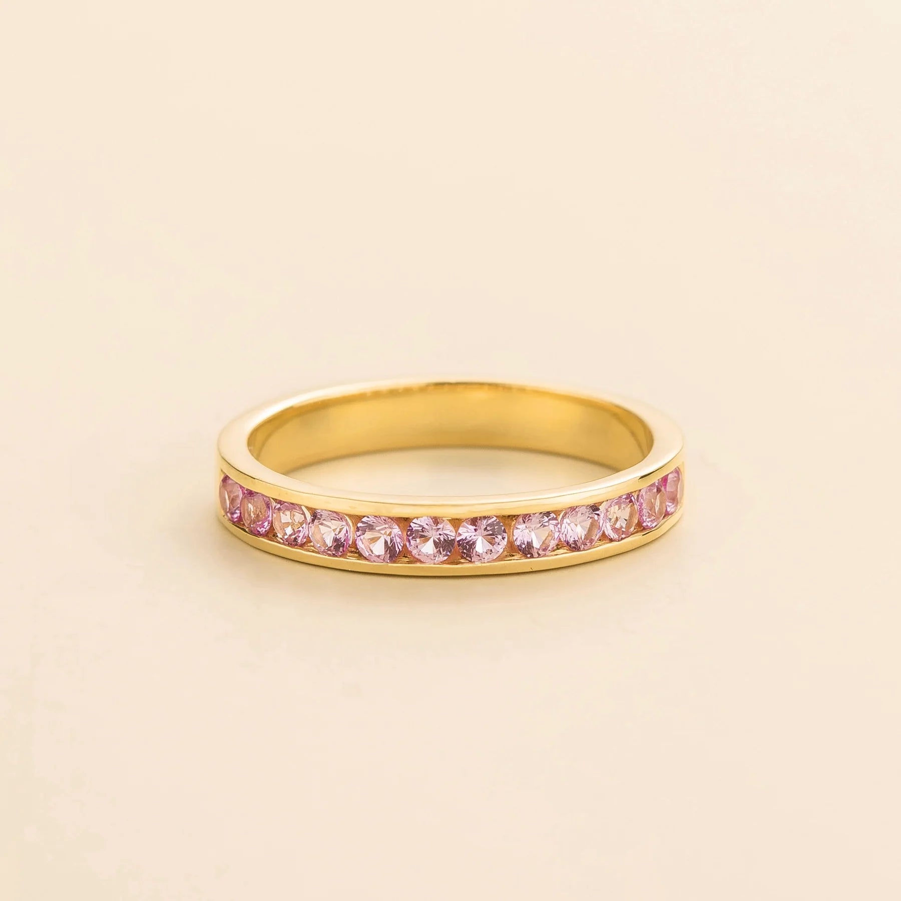 Margo Gold Ring Set With Pink Sapphire By Juvetti London