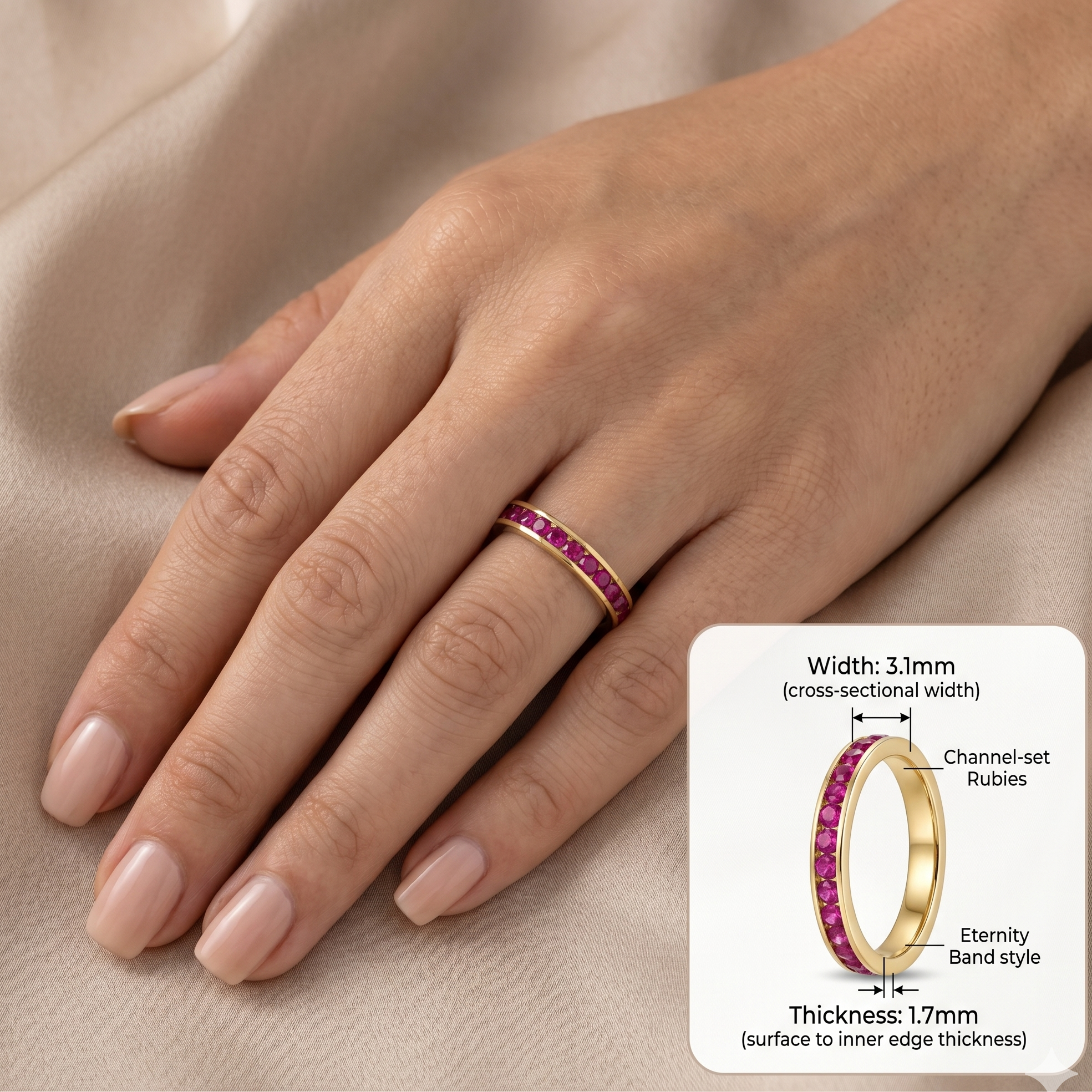 Margo Ruby Channel Band Ring in Gold