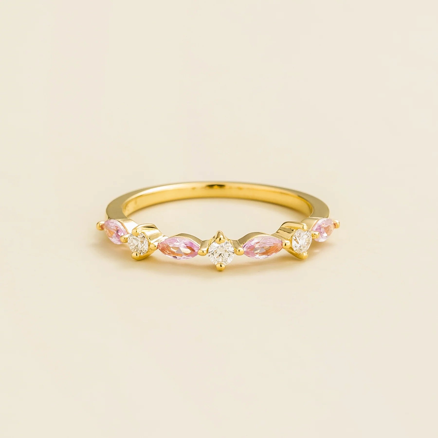Markiz Gold Ring In Pink Sapphire and Diamond Bespoke Jewellery From London