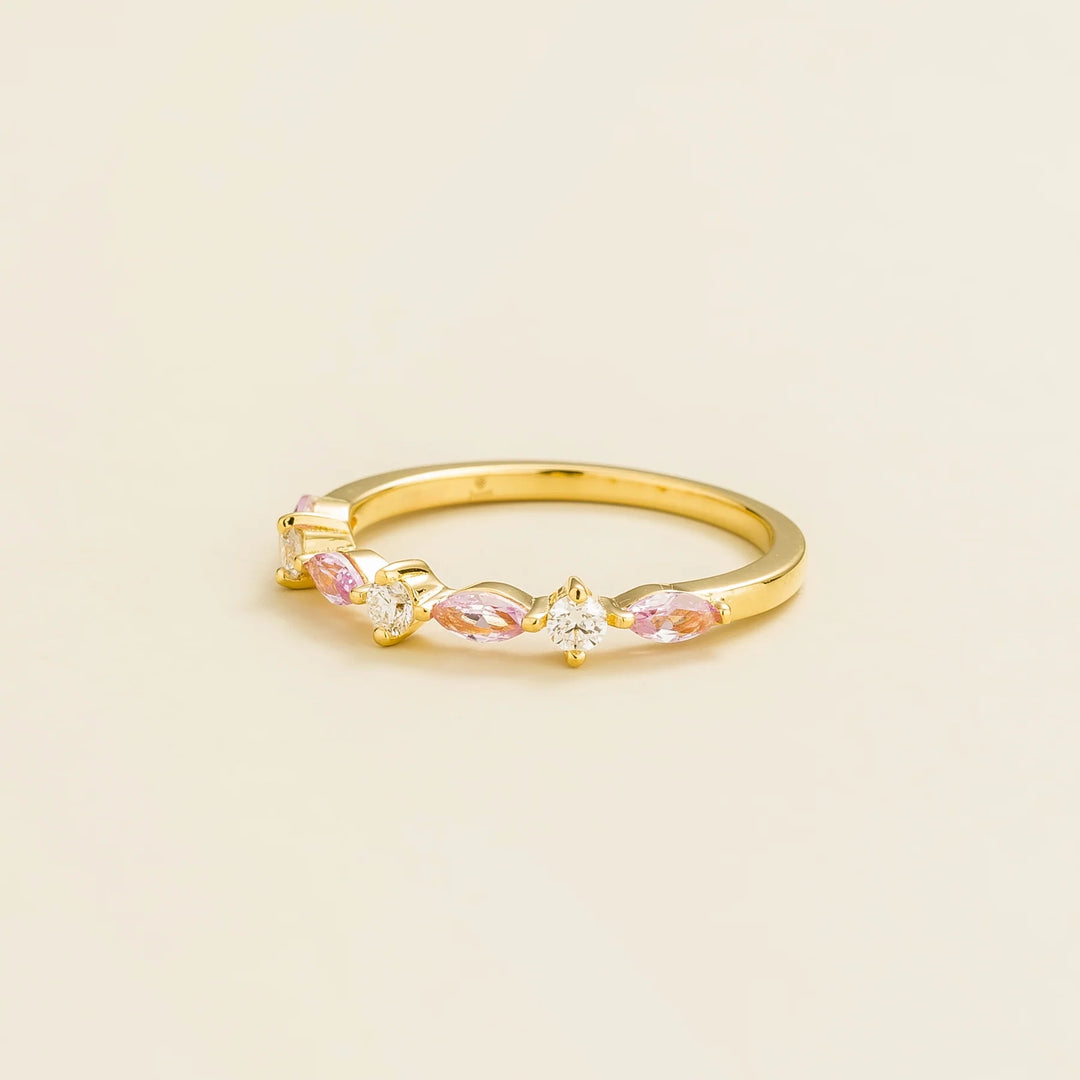 Markiz Gold Ring In Pink Sapphire and Diamond Bespoke Jewellery UK