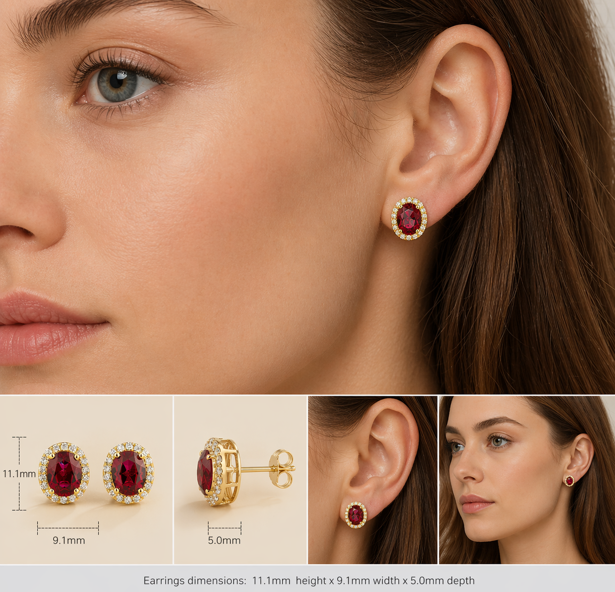 Mina Oval Yellow Sapphire & Diamond Halo Earrings In White Gold