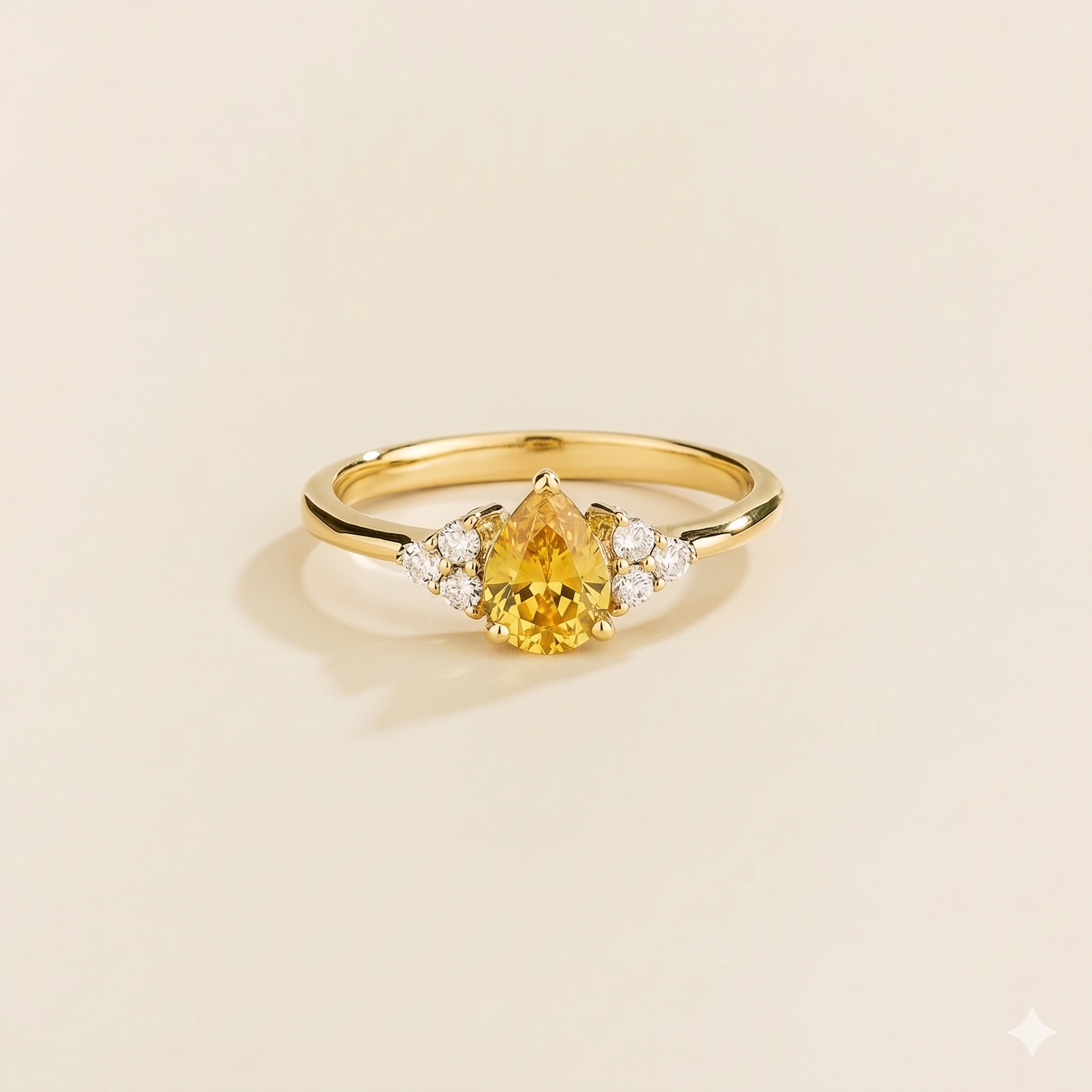 Nora Yellow Sapphire & Diamond Pear Cut Ring in Gold