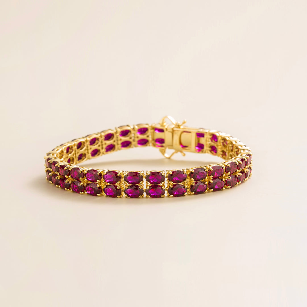 Salto Gold Double Tennis Bracelet Set With Ruby Best London Jewellery Store