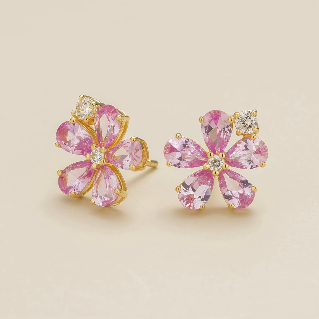 Order online Florea Gold Earrings Pink Sapphire and DiamondBest London Jewellery Store
