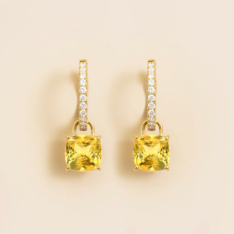 Emerald Earrings Juvetti Jewellery London Oreol Gold Earrings Set With Yellow Sapphire and Diamond Emerald Earrings Juvetti Jewellery London Oreol Gold Earrings Set With Yellow Sapphire and Diamond
