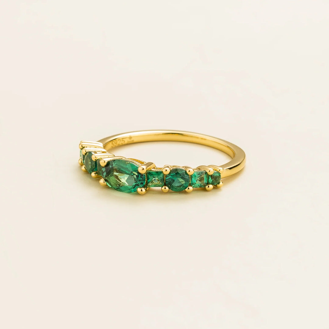 Petra Gold Ring Set With Emerald By Juvetti Online Jewellery London UK