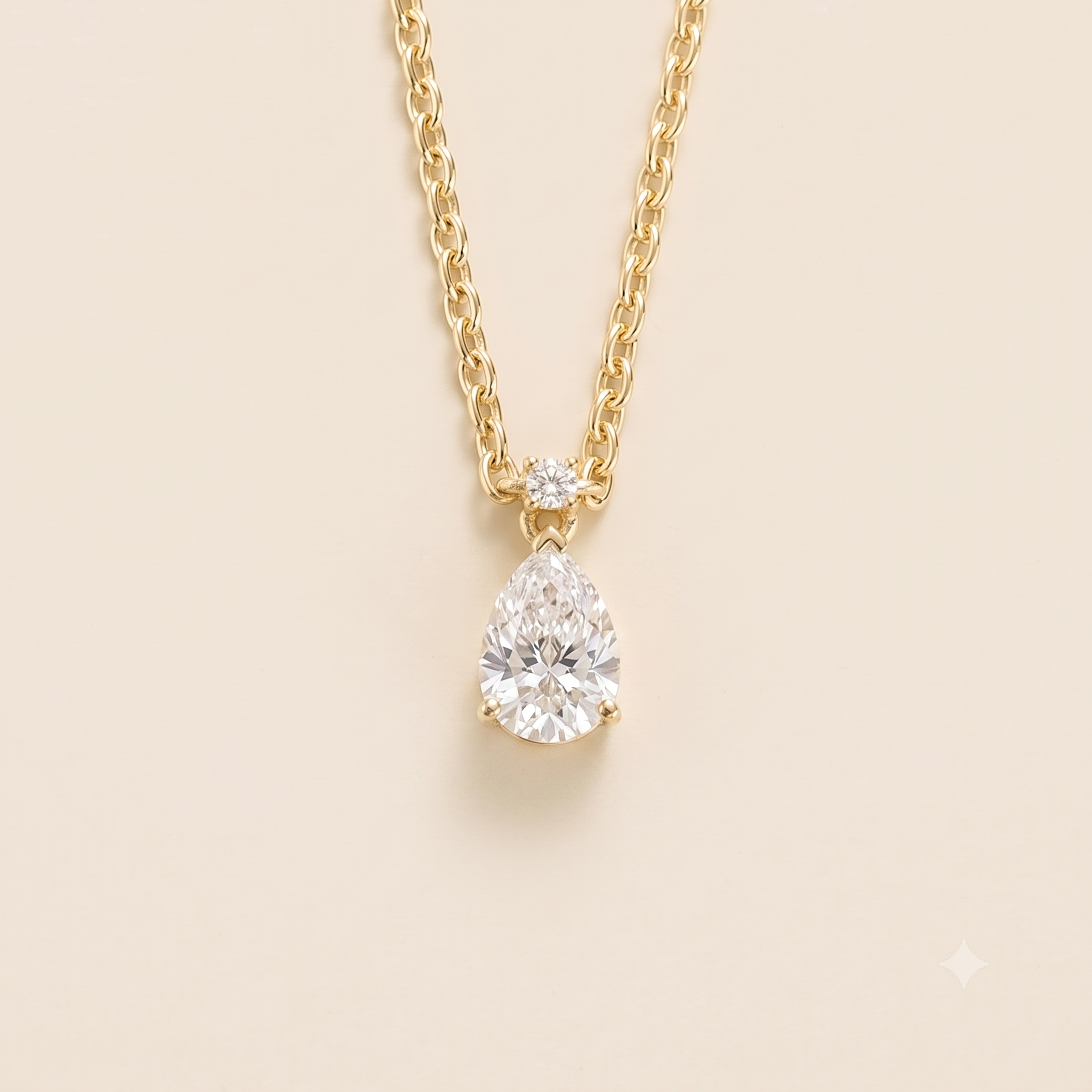 Pear-drop lab-grown diamond pendant necklace, Pisa small design in white gold | Juvetti London