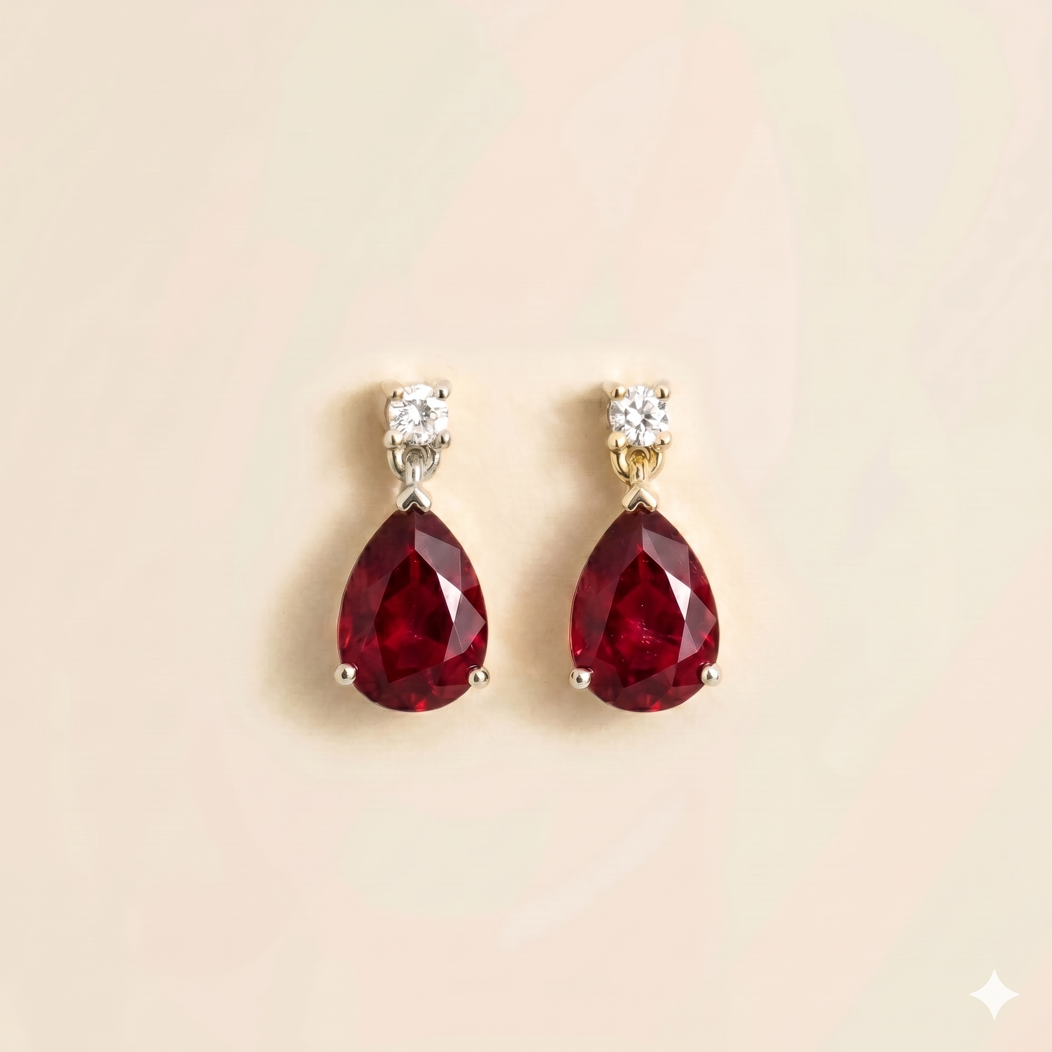 Pisa Ruby & Diamond Pear Drop Earrings in White Gold