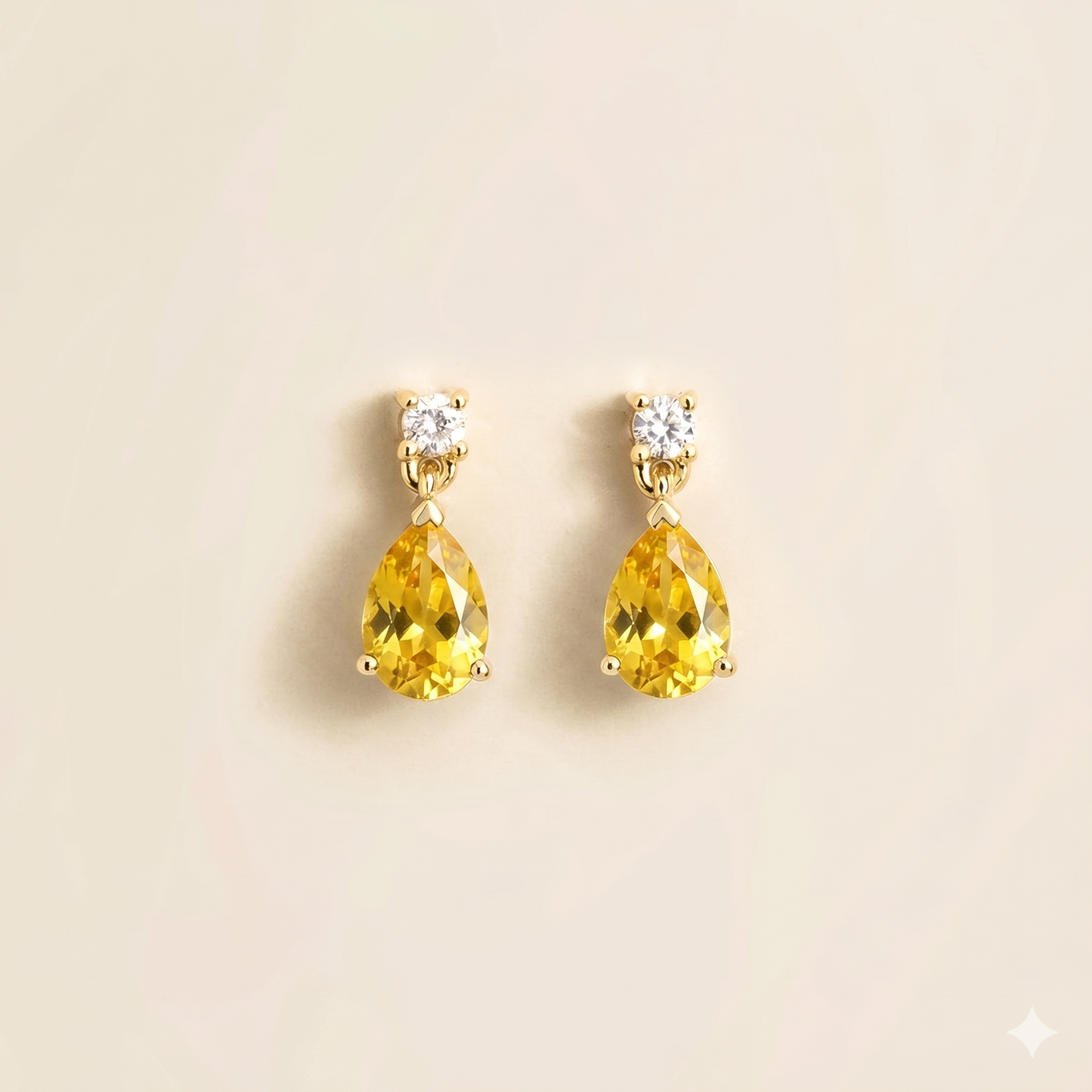 Pisa Yellow Sapphire & Diamond Pear Drop Earrings in Gold