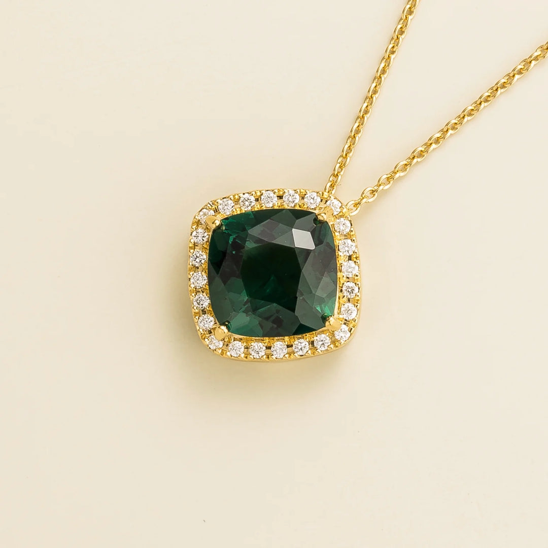 Pude Gold Necklace Emerald and Diamond Best London Jewellery Bespoke