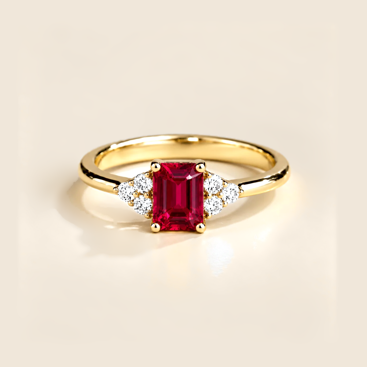 Chateau ruby emerald-cut & diamond ring in gold