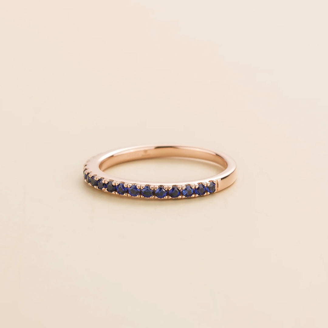 Salto Blue Sapphire Rose Gold Ring Set Bespoke Jewellery London