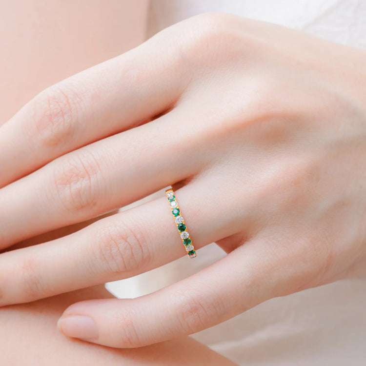 Salto Gold Ring In Emerald and Diamond Bespoke Jewellery From London UK