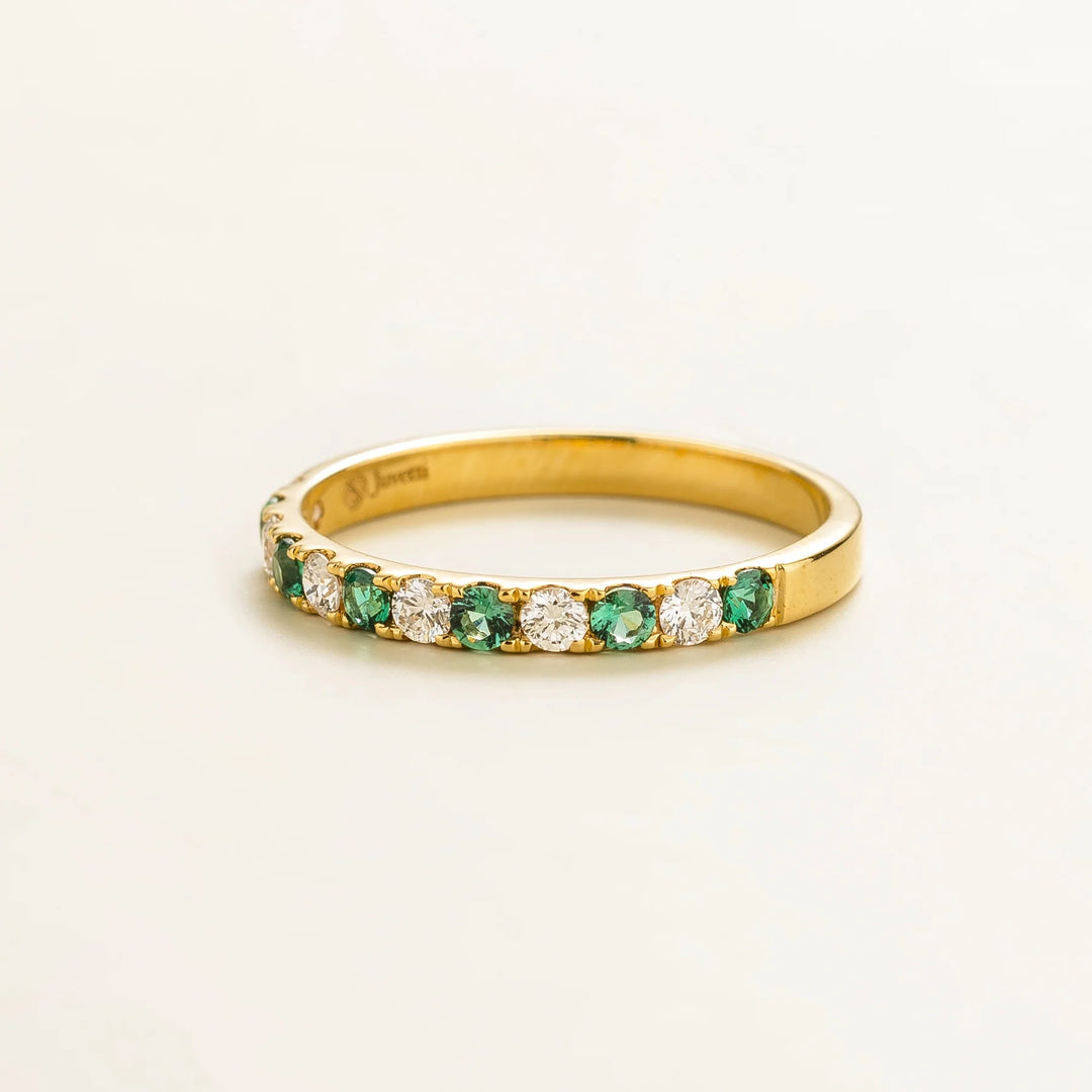Salto Gold Ring In Emerald and Diamond Bespoke Jewellery From London
