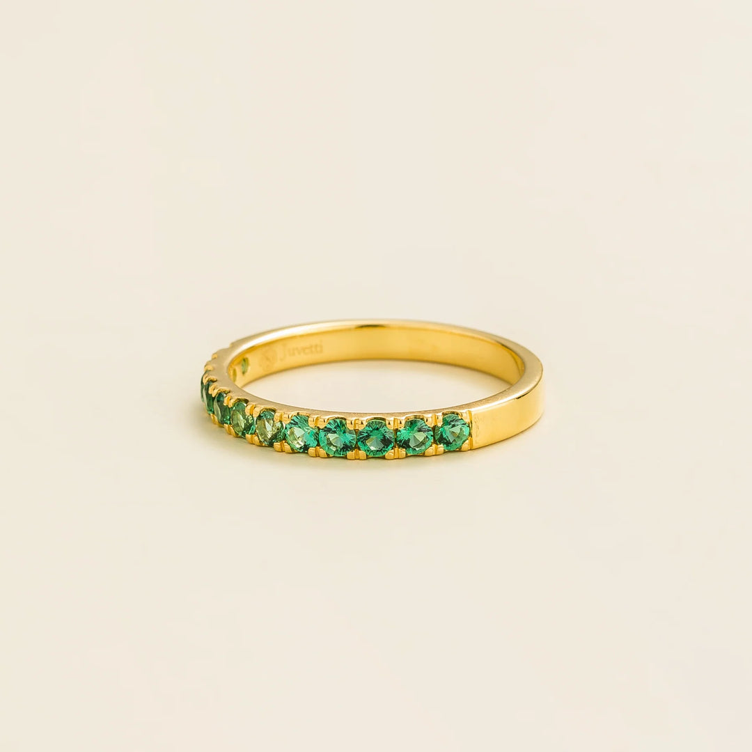 Salto Gold Ring Set With Emerald By Juvetti Online Jewellery London UK