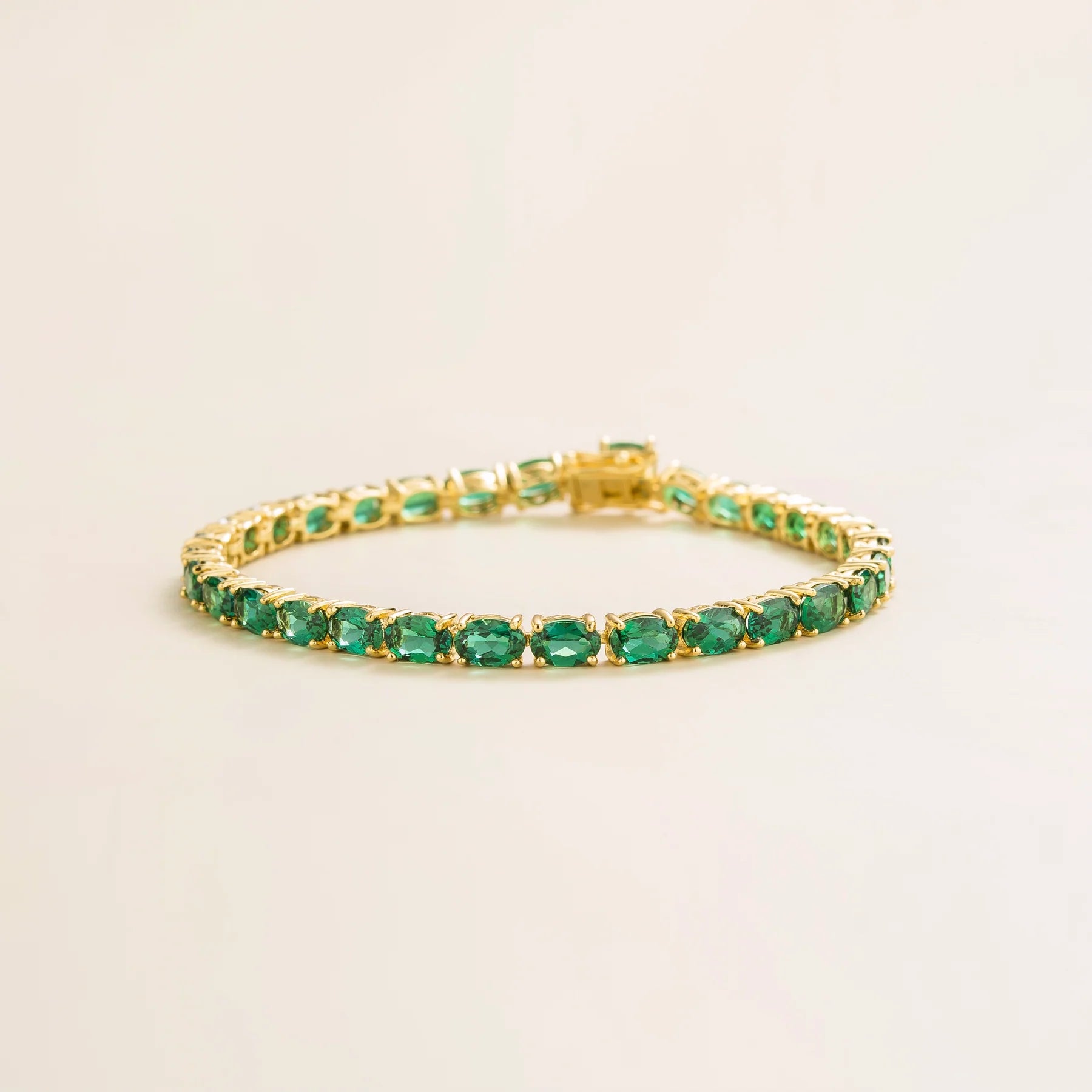 Salto Gold Tennis Bracelet Set With Emerald Best London Jewellery Store