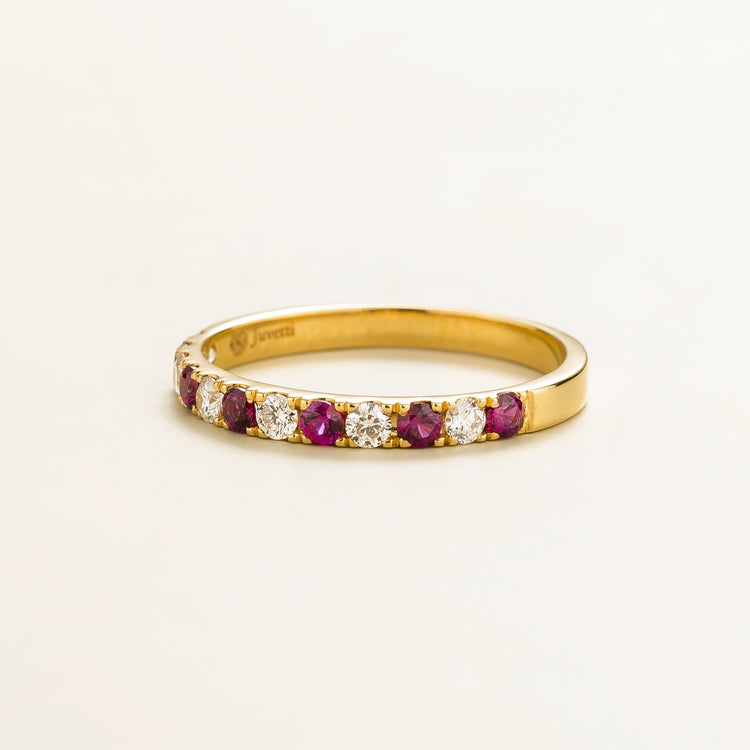 Salto Ring In Ruby And Diamond Set In Gold Juvetti Jewellery London UK