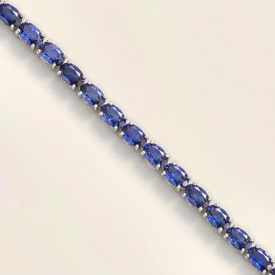 Salto Blue Sapphire Tennis Bracelet in White Gold – front view