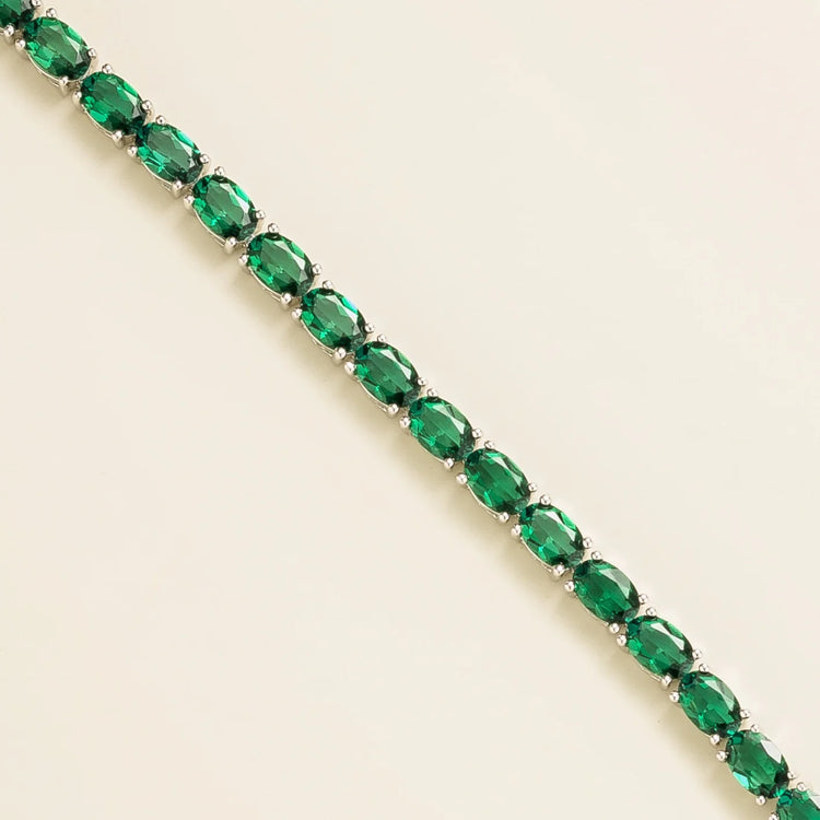 Salto White Gold Tennis Bracelet Set With Emerald Bespoke London Jewellery Store