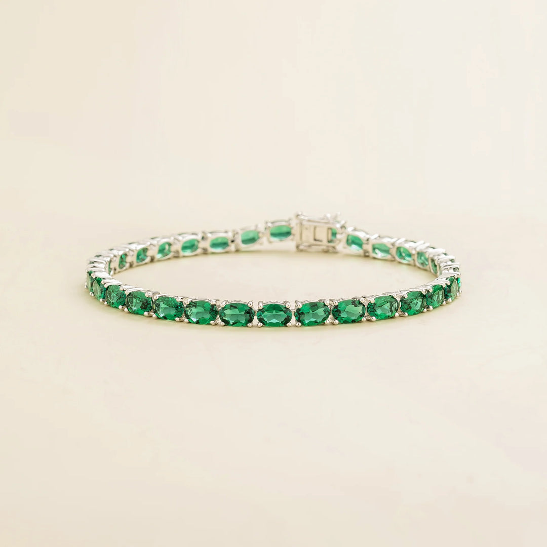 Salto White Gold Tennis Bracelet Set With Emerald Best London Jewellery Store