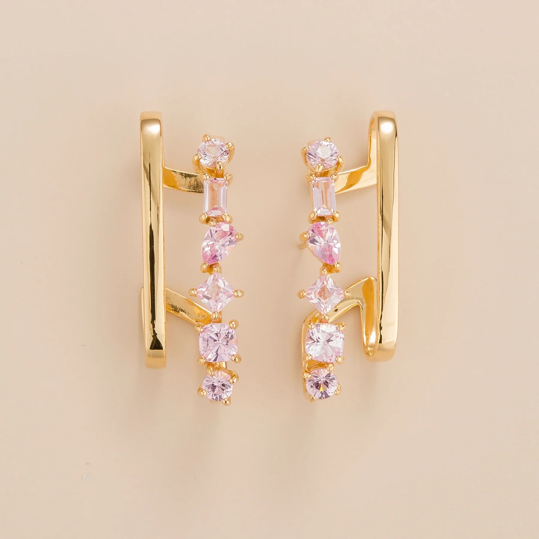 Serene Gold Earrings Set With Pink Sapphire Bespoke Jewellery Juvetti London